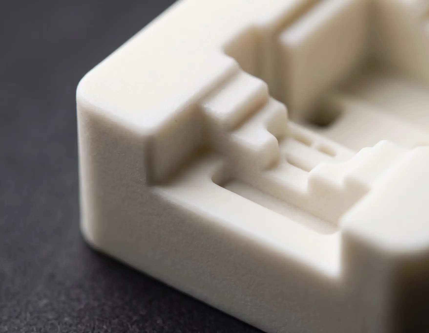 Makro posnetek 3D tiskanega vložka z natančnimi robovi